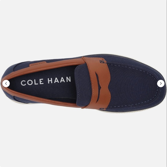 Cole Haan Nantucket 2.0 Men’s Penny Loafer Navy and Tan Size 13W NEW main image 8